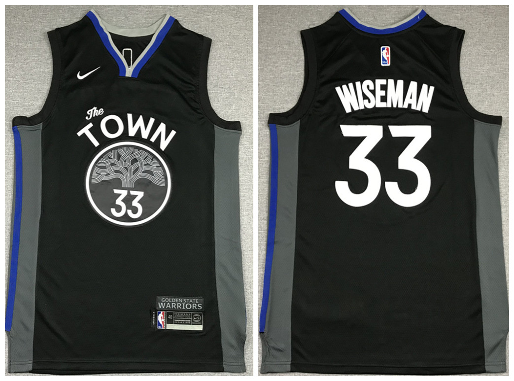 Men's Golden State Warriors #33 James Wiseman Black NBA 2019 City Edition Stitched Jersey Men's Golden State Warriors #33 James Wiseman Black NBA 2019 City Edition Stitched Jersey